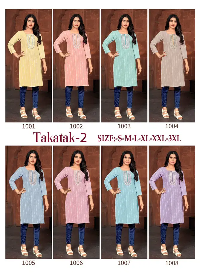 Takatak 2 By Sangeet Sequence Work Slub Cotton Kurtis Wholesale Shop In Surat
